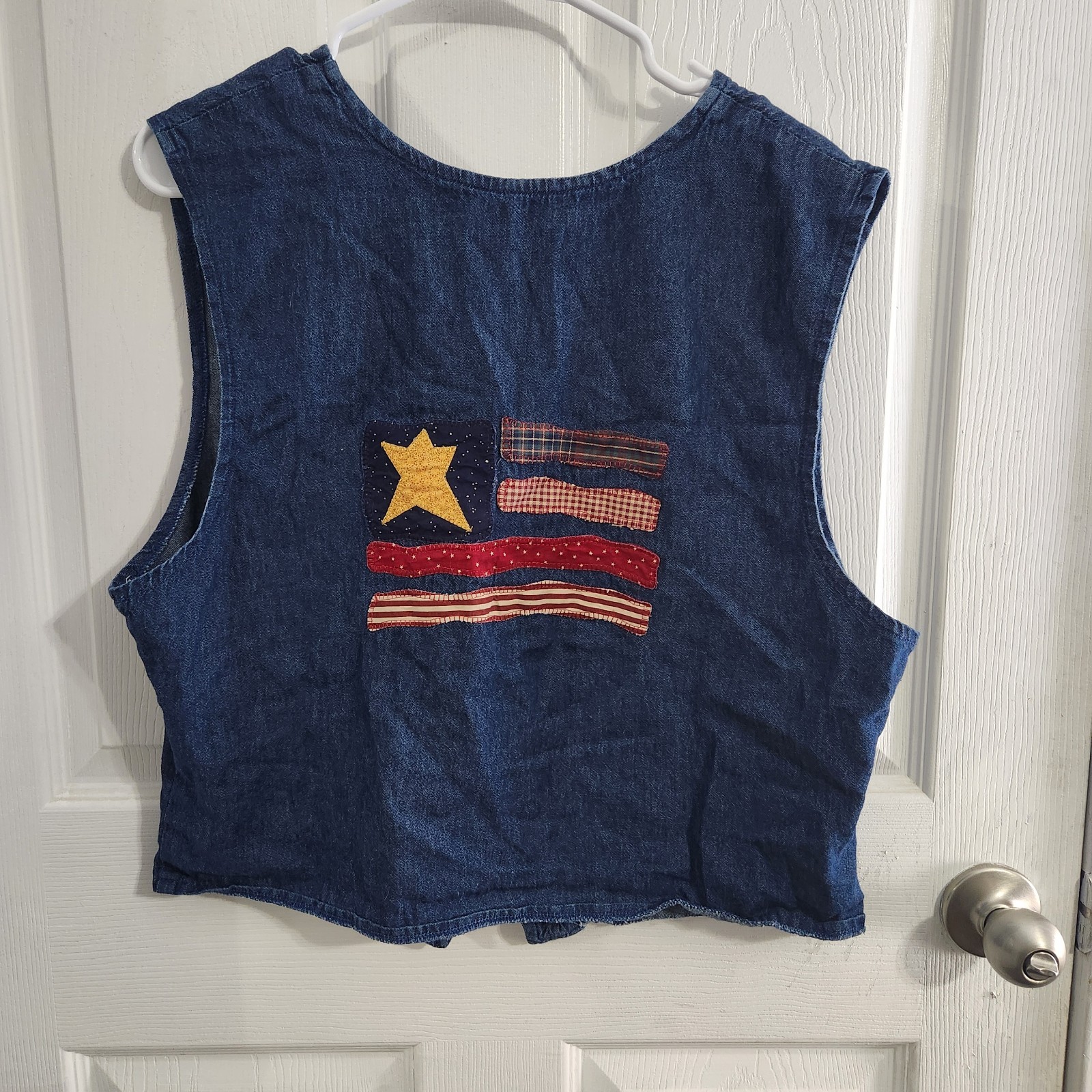 Vintage Lighthouse apparel cotton vest embroidered patchwork Patriotic LG
