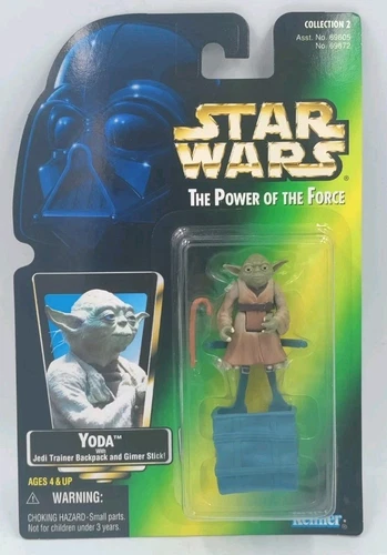 1997 Star Wars POTF YODA Backpack Gimer Stick Green Card Non Holo Kenner NEW
