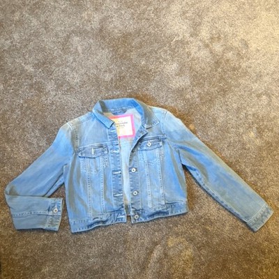 Abercrombie & Fitch Girl s Blue Button-Front Logo Pocket Short Jacket Sz L