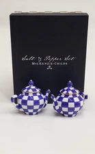 Mackenzie Childs Royal Check Teapot Salt & Papper Set