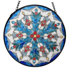 Snowflake Christmas Suncatchers Stained Glass Window Hanging, Winter Xmas