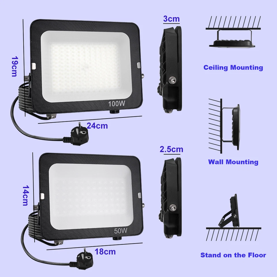 50W100W LED UV Schwarzlicht Strahler Fluter Wasserdicht Scheinwerfer Party Dekor - Bild 2 von 4