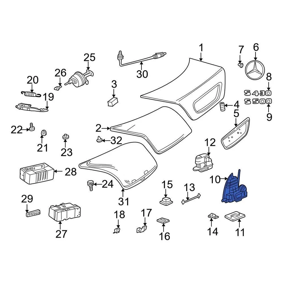 For Mercedes-Benz CL55 AMG 01-06 Mercedes-Benz 2207500684 Rear Deck Lid Latch Foto 2 de 2