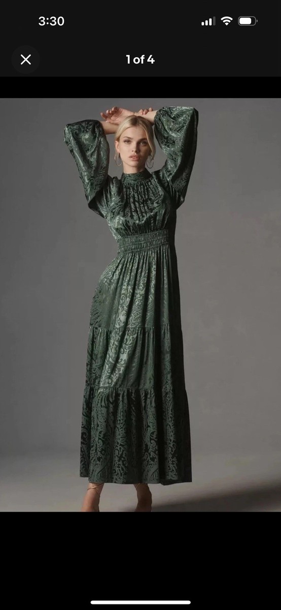 anthropologie somerset dress green Green Indian Pakistani Wedding Wear Floor Length Anarkali Gown main image 0