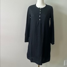 Garnet Hill Womens Breathable Linen Midi Roll Tab Long Sleeve Shirt Dress 00