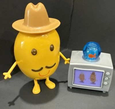 Rare Mr Potato Figure & Light-up Mr Potato TV w/ Goldie Fish Tank Peppa Pig 2003
