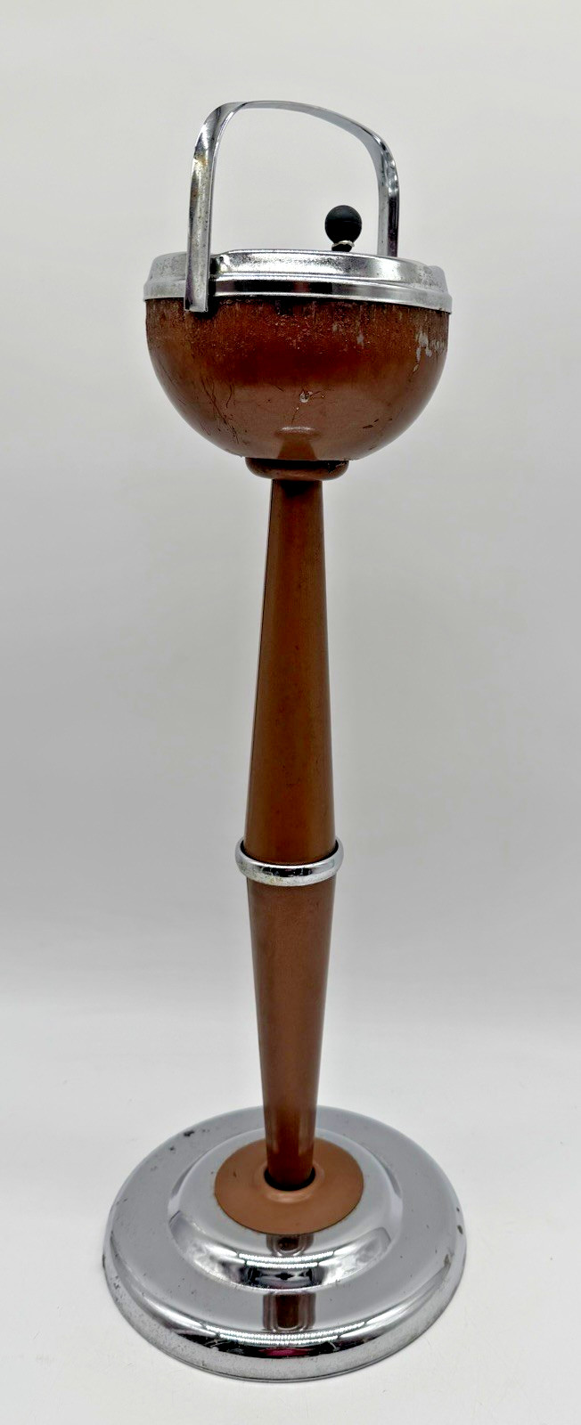 Vintage MCM Metal Pedestal Smokers Stand Ashtray