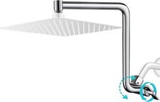 Rain Shower Head Chrome Extension Arm Upgrade 12 Inch Metal Height/Angle