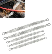 Car Engine Grounding Strap Kit, 3 PCS 10" + 2 PCS 13" Flexible 5 PCS Silver