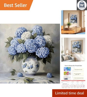 Elegant Flower Stamped Cross Stitch Kit for Adults - Beginner-Friendly Design