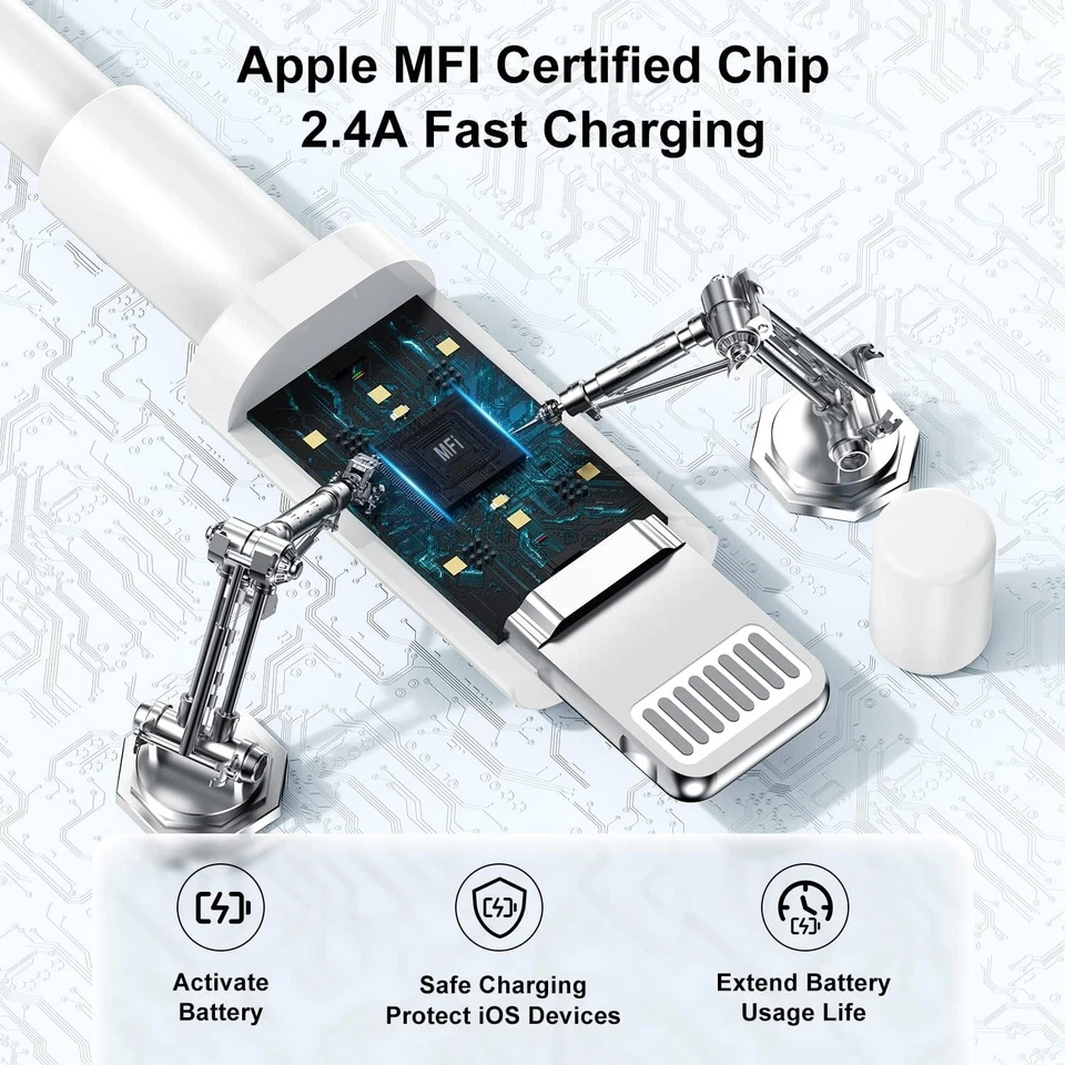 Extra Long iPhone Charger Cable 15 ft/5M,[Apple MFi 1pack(15ft), White - Image 3 of 4