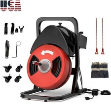 50FTx1/2" Heavy Duty Drain Cleaner Machine Auto Feed Sewer Snake Auger W/Cutter