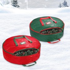 Christmas Wreath Storage Bag, 2 Pack 24" Xmas Wreath Storage Container, Garla...