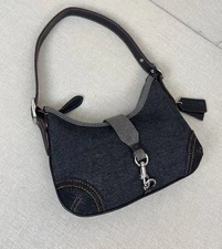 CW642 Coach Denim Black Hamptons Hobo Bag Shoulder Bag Outlet Products NWT