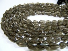 Natural Smoky Quartz Teardrop Beads 6x10mm straight long drilled Strand 13 inch