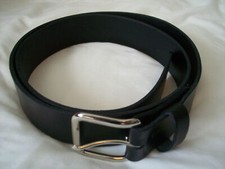 Men new genuine plain black leather strap belt made in the USA