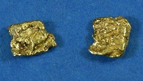 Alaskan-Yukon BC Natural Gold Nugget Stud Earrings .60 to .70 Grams - Picture 1 of 7