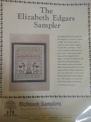 McIntosh Samplers The Elizabeth Edgars Sampler Cross Stitch 1868 Reproduction Q1