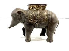 Vintage Antique  A.C. Williams  Cast Iron Elephant Still Coin Bank 5”
