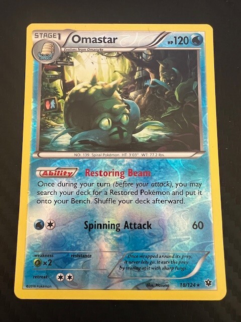 Pokémon TCG Omastar 18/124 Reverse Holo XY Fates Collide Rare LP