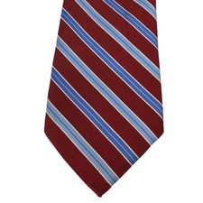 Brooks Brothers Stain Resistant Silk Neck Tie Made in USA Red Blue Stripe Mens