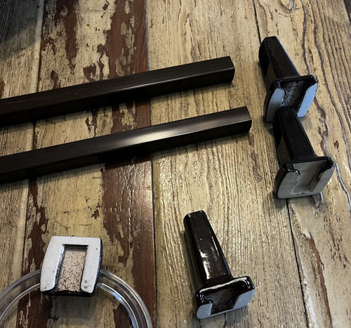 *Updated~ Vintage Dark Brown Ceramic Wall Mount Bathroom Set ~ Towel Bars, Ring - Picture 12 of 16