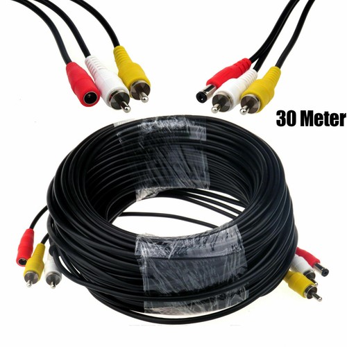 5m - 50M CCTV Security DVR Camera Phono RCA AV Audio Video DC Power Cable Lead - Picture 5 of 5