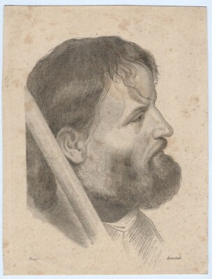 Männerkopf - Kupferstich nach Titian / Tizian von Tommaso BENEDETTI (1796-1863)