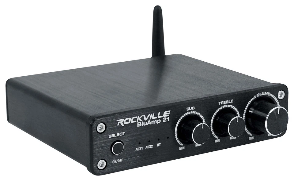 Rockville BLUAMP 21 BLACK 2.1 Channel Bluetooth Home Audio Amplifier Receiver - Image 3 of 4