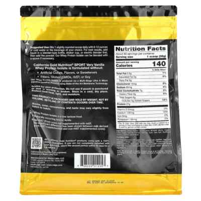 California Gold Nutrition Very Vanilla Whey Protein Isolate Bovine 