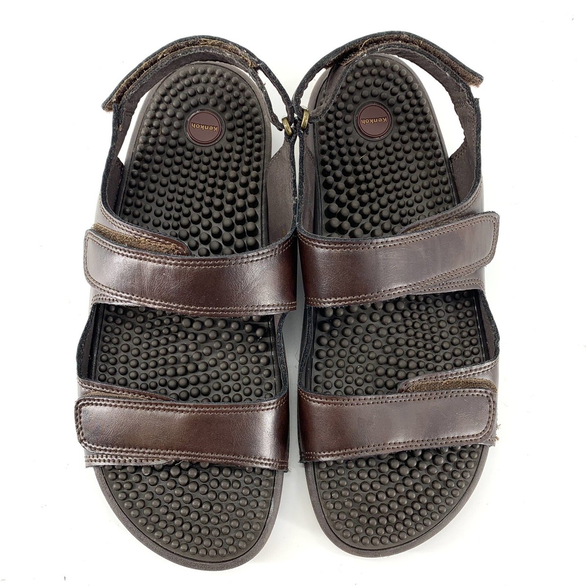 Kenkoh Men\'s Brown Leather Adjustable Strapped Sandals Kenkoh Musashi Elegance | Japanese Reflexology Sandal  main image 4