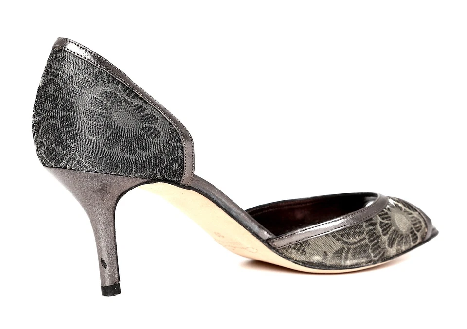 Туфли-лодочки на каблуке с металлическим цветочным узором Oscar De La Renta Z4559* женские размер 8 США / 39 - Изображение 4 из 4