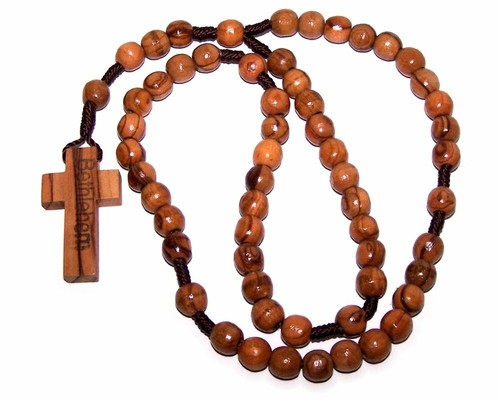 Olive Wood Round String Rosary - Picture 3 of 4