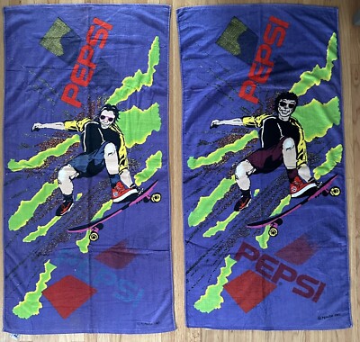 Vintage Pepsi Beach Towel 1990s 90s Skateboard Colorblock LOT