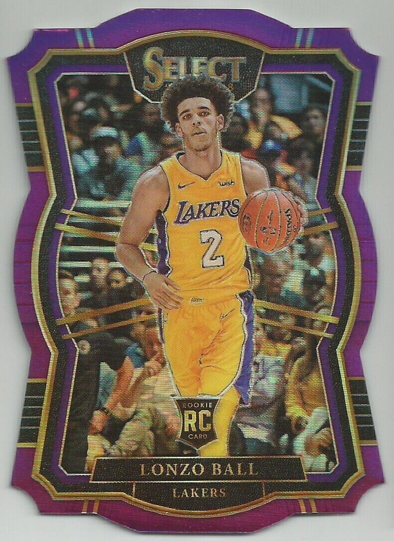 2017-18 Select Premier Level Purple Die-Cut Prizm LONZO BALL 161 #3/99 Lakers RC