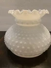 Hobnail Milk Glass Lamp Replacement Shade 6.75" Diameter Base Tight Ruffled Top