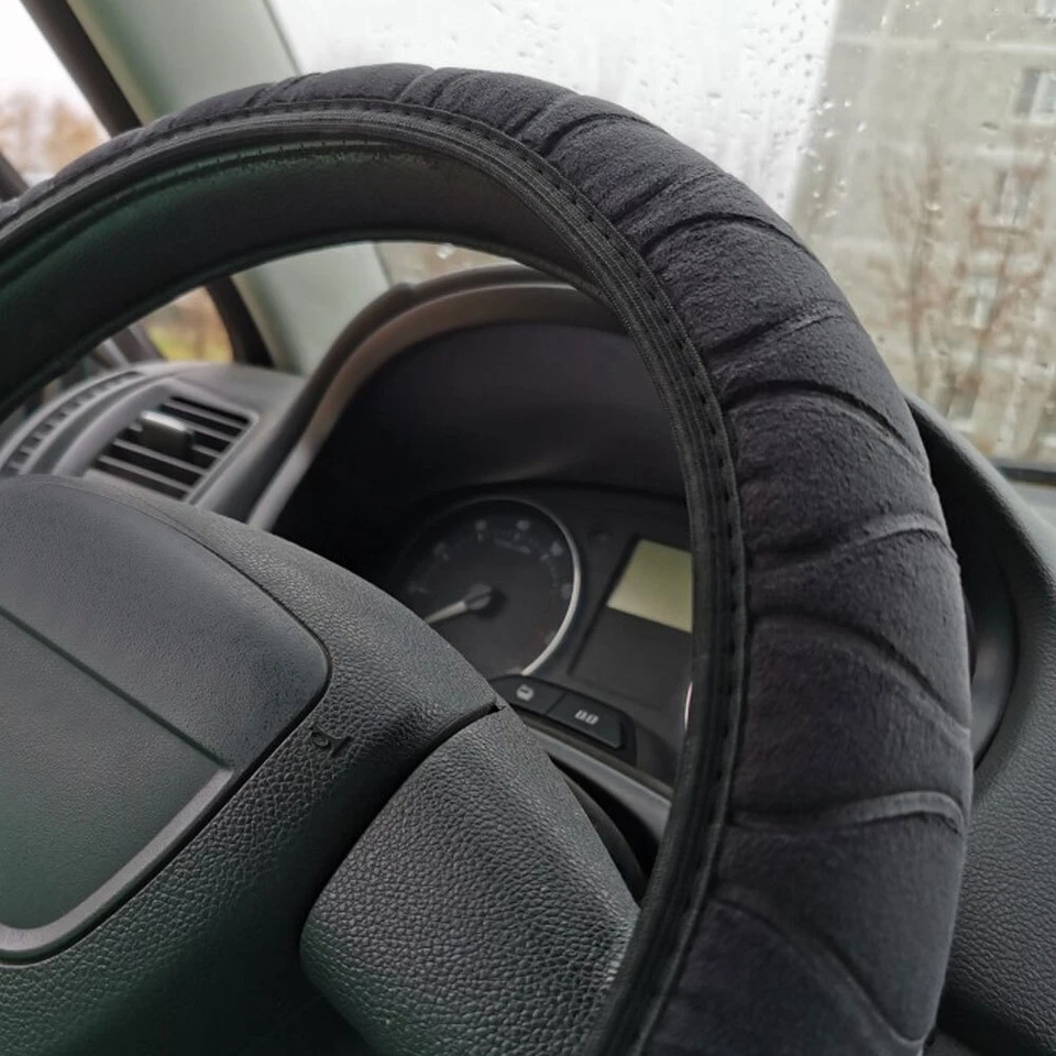 Car Steering Wheel Cover Soft Plush Warm Anti-slip 15''/38cm Auto Accessories — 第 3/4 张图片
