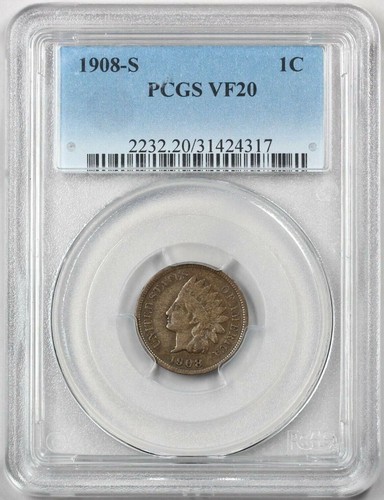 1908-S Indian Head Cent PCGS VF20 2232.20/31424317 Exquisite Coin Rare - Picture 9 of 12