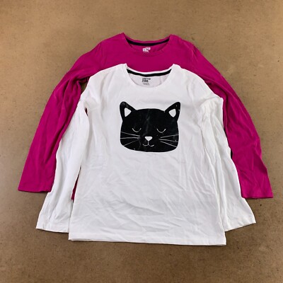 Spotted Zebra Girls Size XL (12) Pink/White Long Sleeve T-Shirts 2 Pieces New