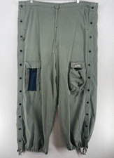 Vintage CAFFEINE Pants XL Parachute Rave Wide Leg Baggie Y2K Skate Green