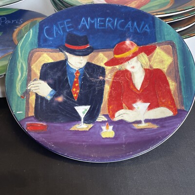 Sango Cafe Americana 4911 Plate 8.5  Mid Century Man Woman Design 844