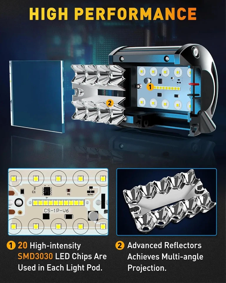 4 polegadas 2 peças luzes LED pod combo ponto inundação luzes LED neblina direção 4x4 luzes de trabalho - Imagem 3 de 4
