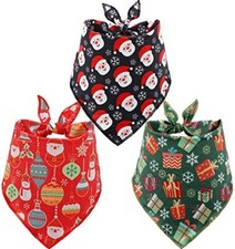  Set of 3 Christmas Dog Bandana,Triangle Bibs Pet Scarf for Medium toarge Dogs L