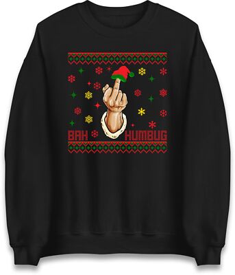 Bah Humbug Finger Flip Christmas Holiday Sweatshirt, offensiver Weihnachtspullover