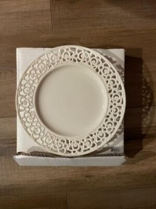 Godinger Cream Lace Dessert Plate. New in Box.