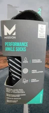 Mission Performance Ankle Socks (2) Pairs Large Men's (8-12) Women's (10-13)