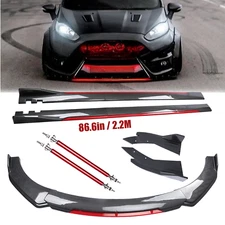 Front Bumper Lip Spoiler Splitter Side Skirt For Ford Fiesta ST MK5 Mk7 Bod Kit