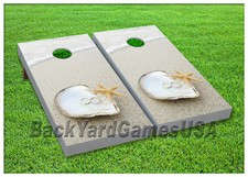 VINYL WRAPS Cornhole Boards DECALS Seashell Beach Bag Toss Game Stickers 179