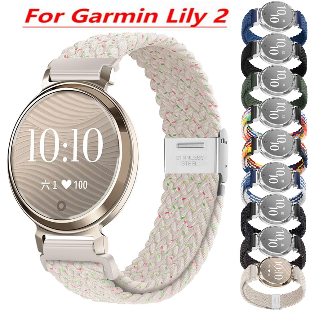 For Garmin Lily Smart Watch Braided Nylon Loop Band Strap Replacement  Bracelet