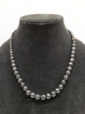 Handmade Natural Sparkle Black Spinel Graduating Beads To 10mm 18-21" Necklace
